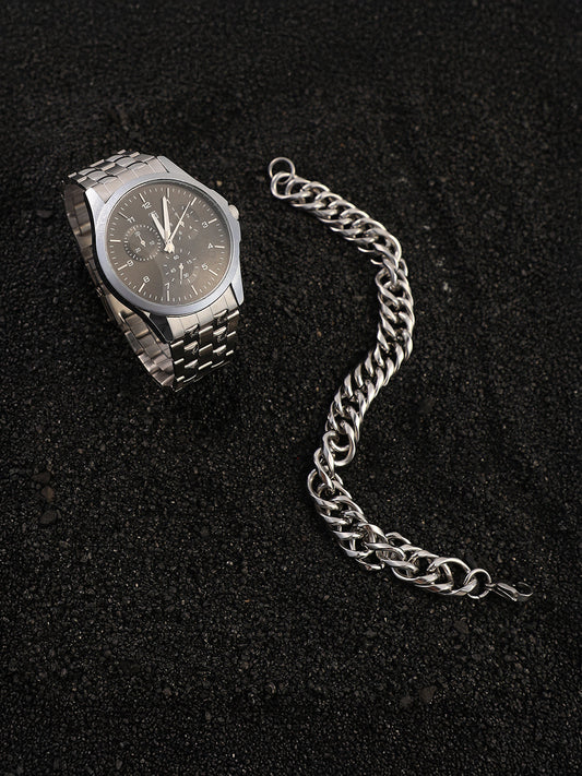 The Grind Four-Dial Round Watch With Link Bracelet Combo