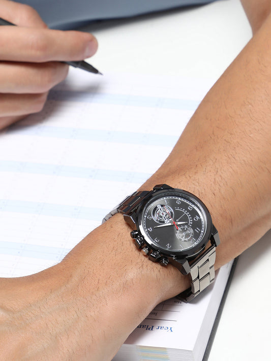 The Navos Chain Round Watch - Space Grey