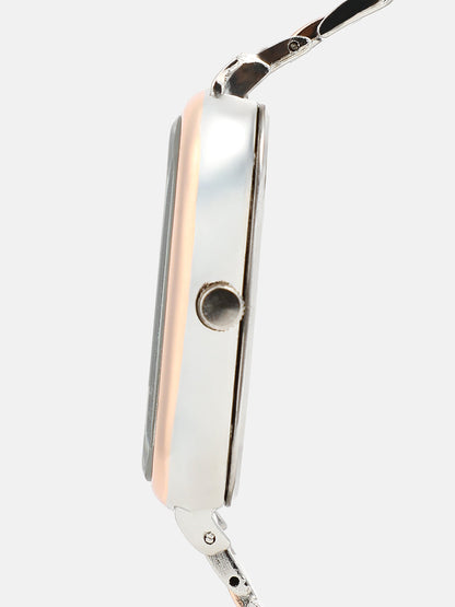 The Noir Rectangular Watch - Metallic Silver