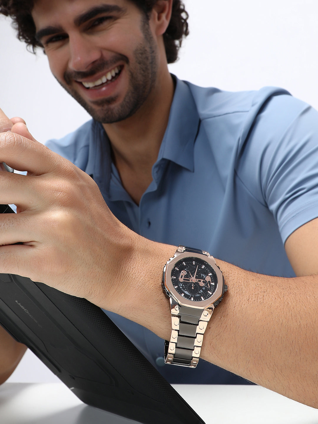 The Vireo Round Watch-Obsidian Black Rose Gold