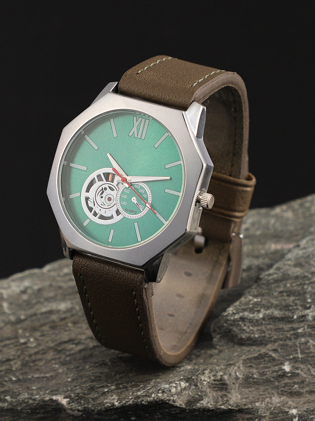 The Formula Leather Round Watch - Emerald Green