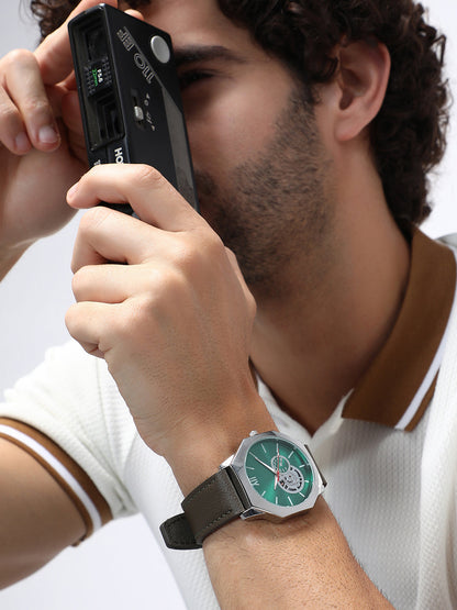 The Formula Leather Round Watch - Emerald Green