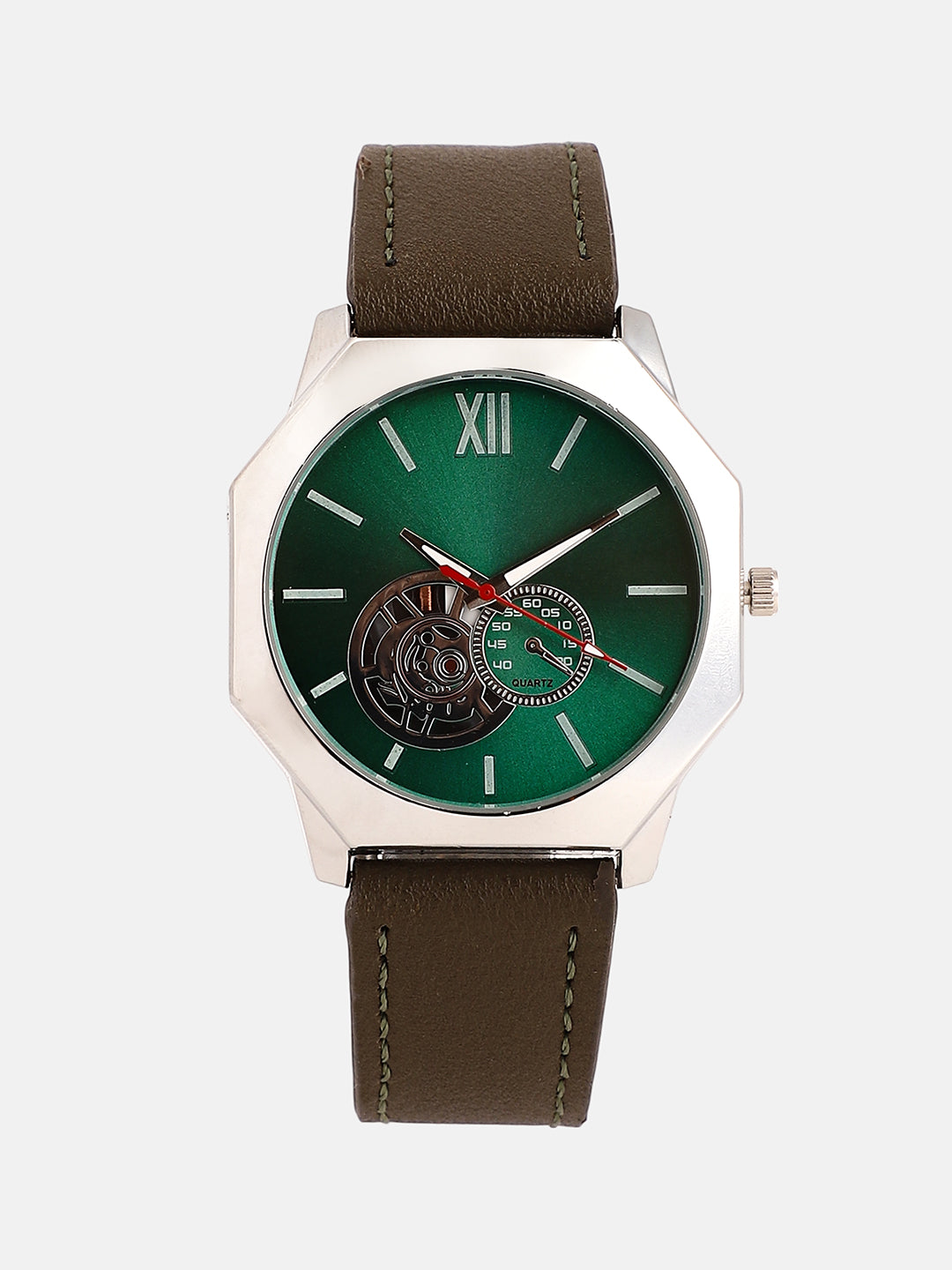 The Formula Leather Round Watch - Emerald Green