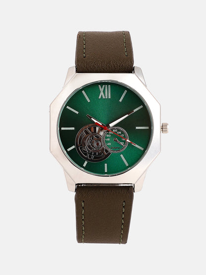 The Formula Leather Round Watch - Emerald Green