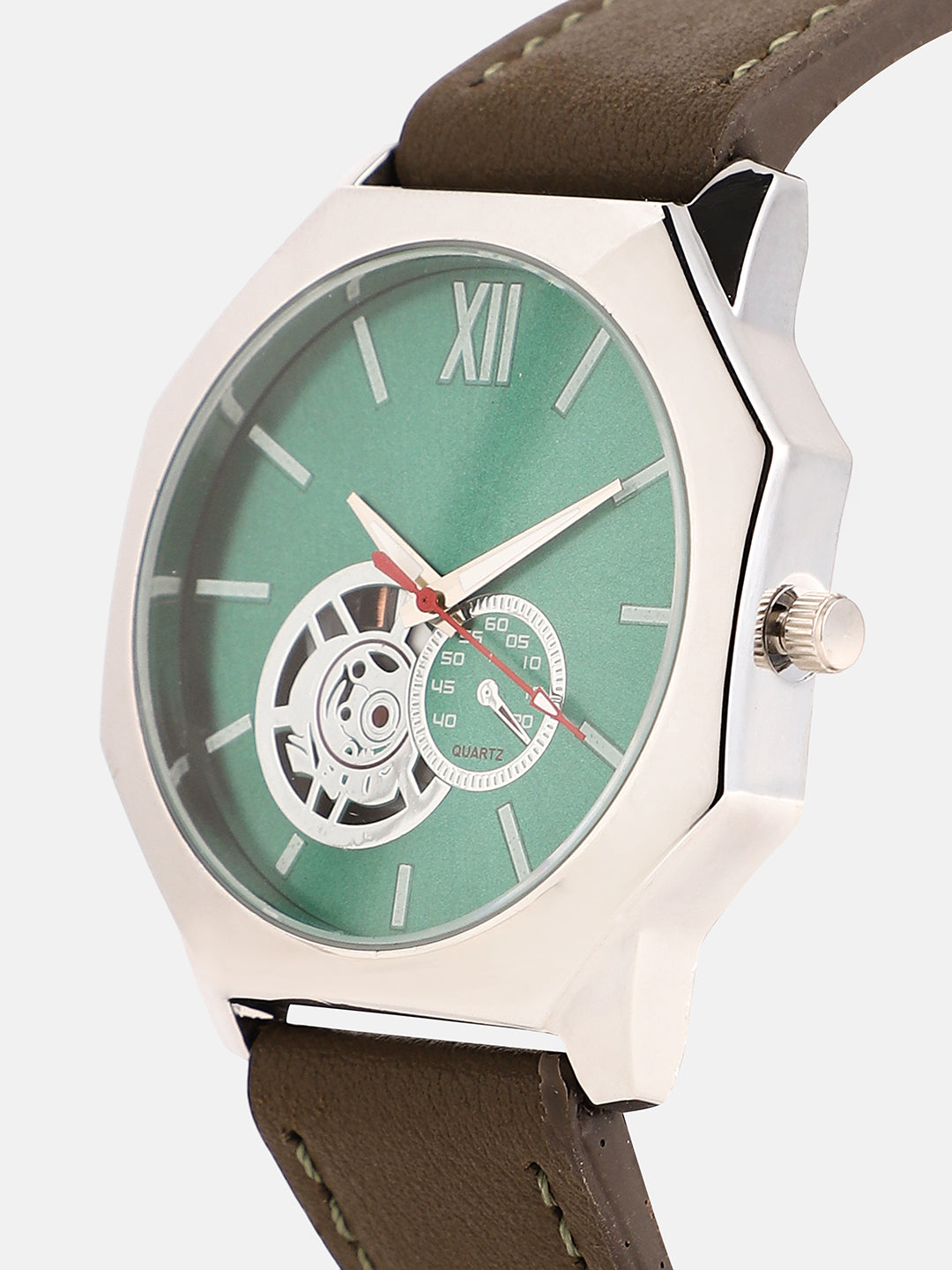 The Formula Leather Round Watch - Emerald Green