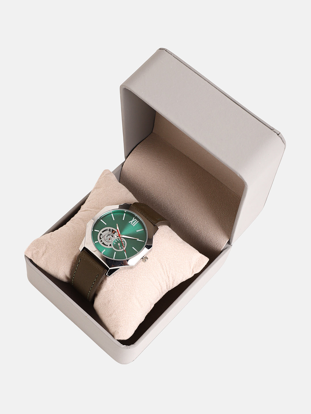 The Formula Leather Round Watch - Emerald Green