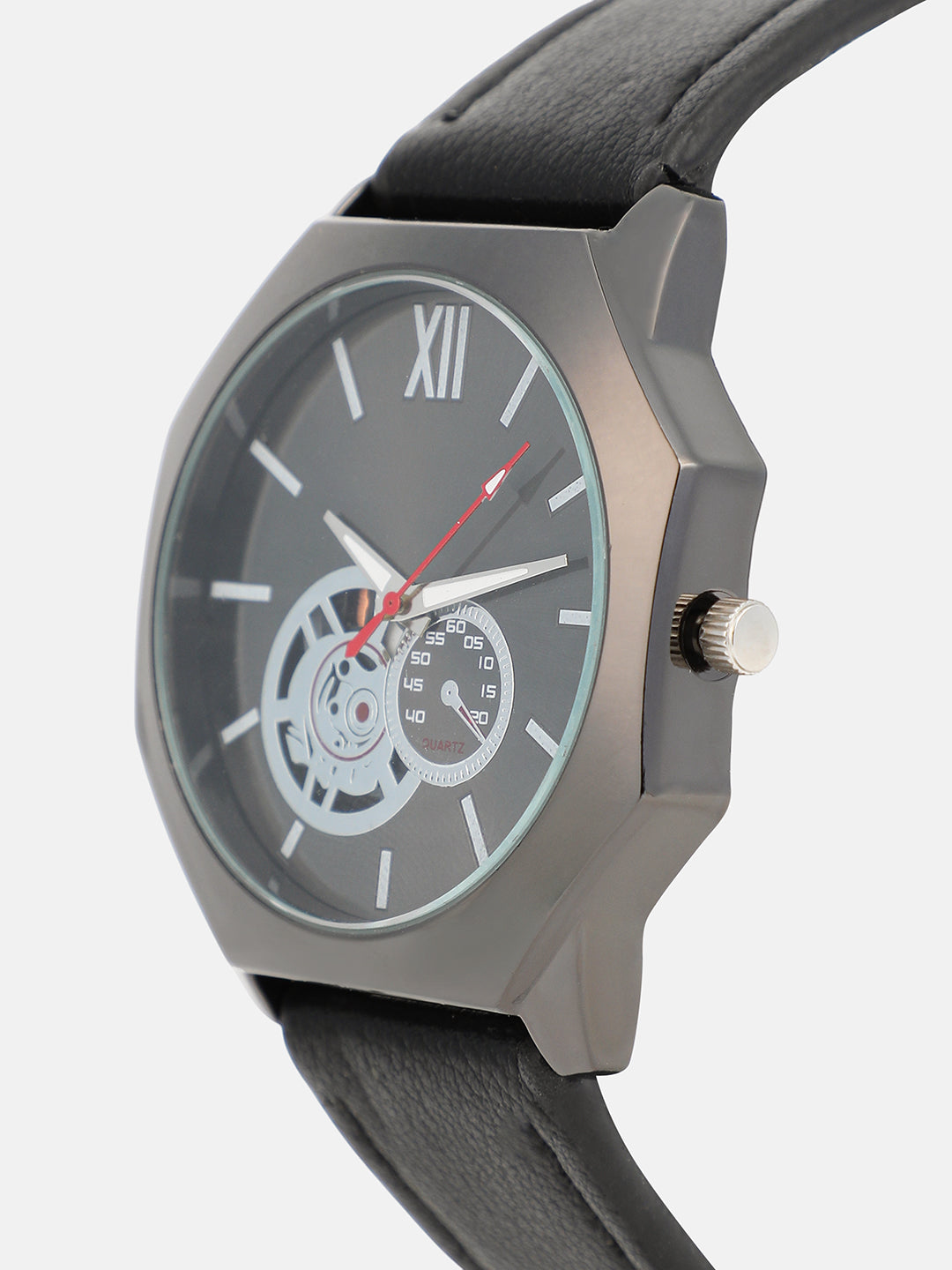 The Formula Leather Round Watch - Onyx Black