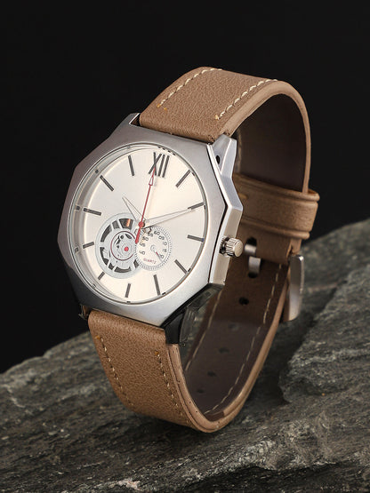 The Formula Leather Round Watch - Khaki Brown