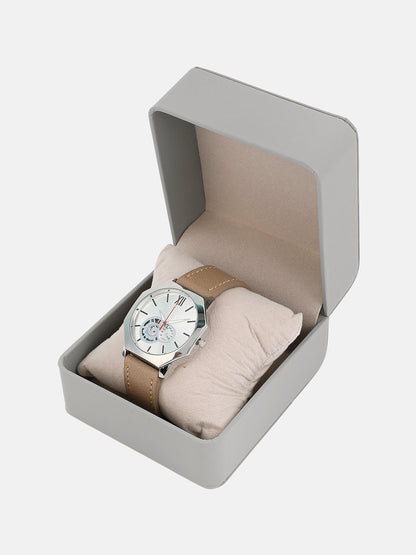 The Formula Leather Round Watch - Khaki Brown