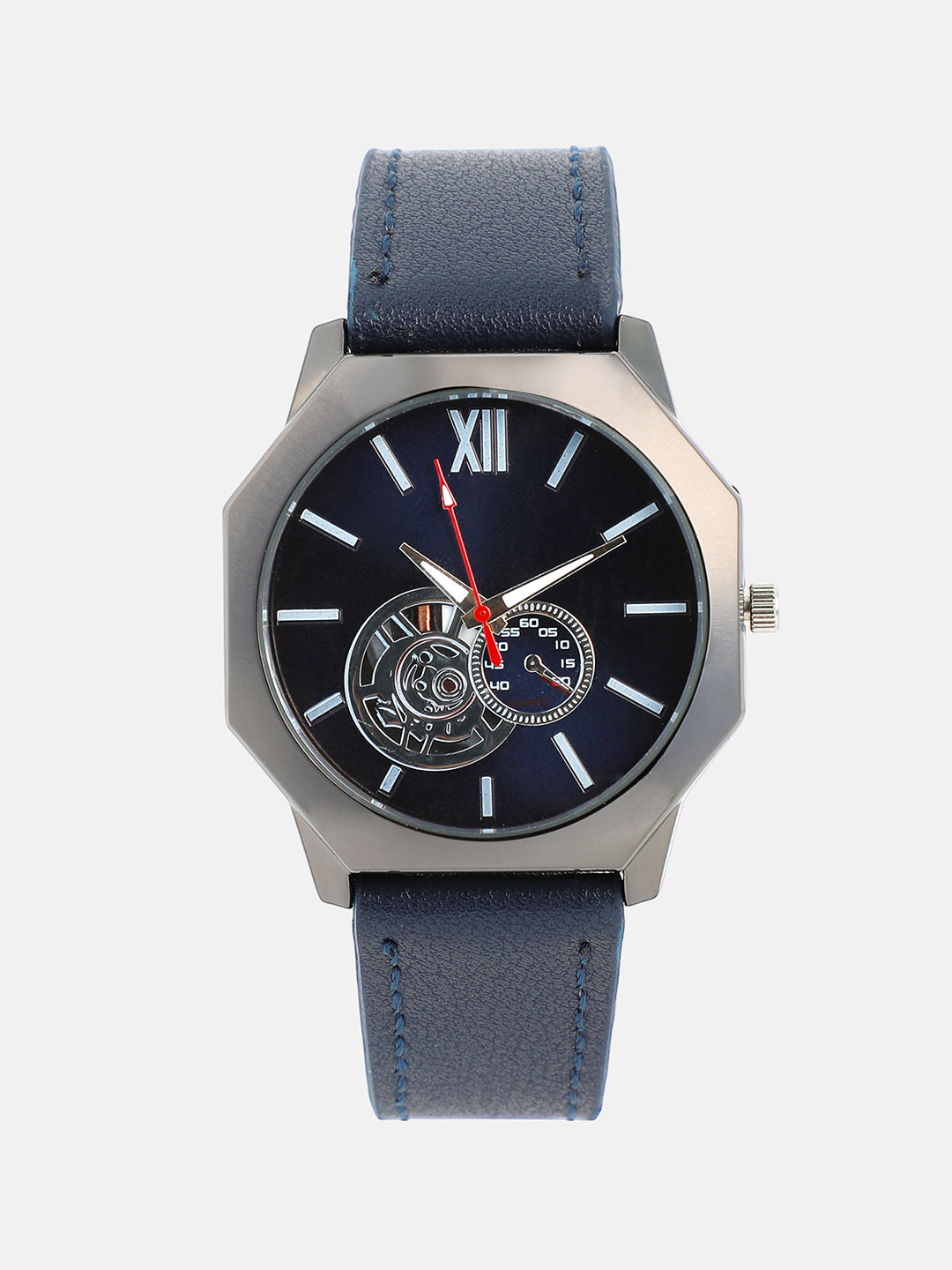 The Formula Leather Round Watch - Indigo Blue