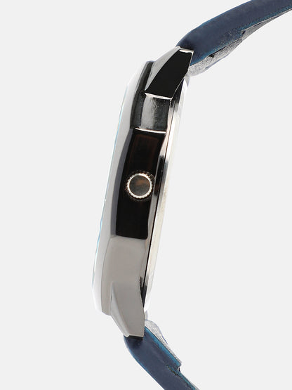 The Formula Leather Round Watch - Indigo Blue