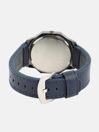 The Formula Leather Round Watch - Indigo Blue