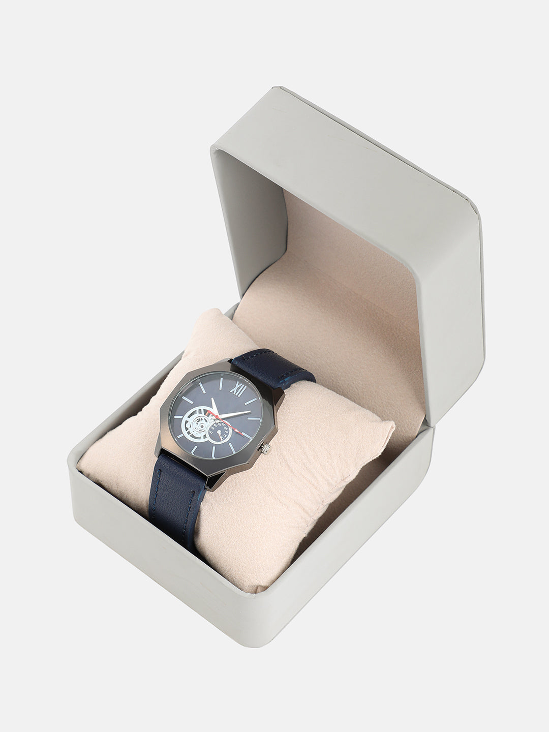 The Formula Leather Round Watch - Indigo Blue