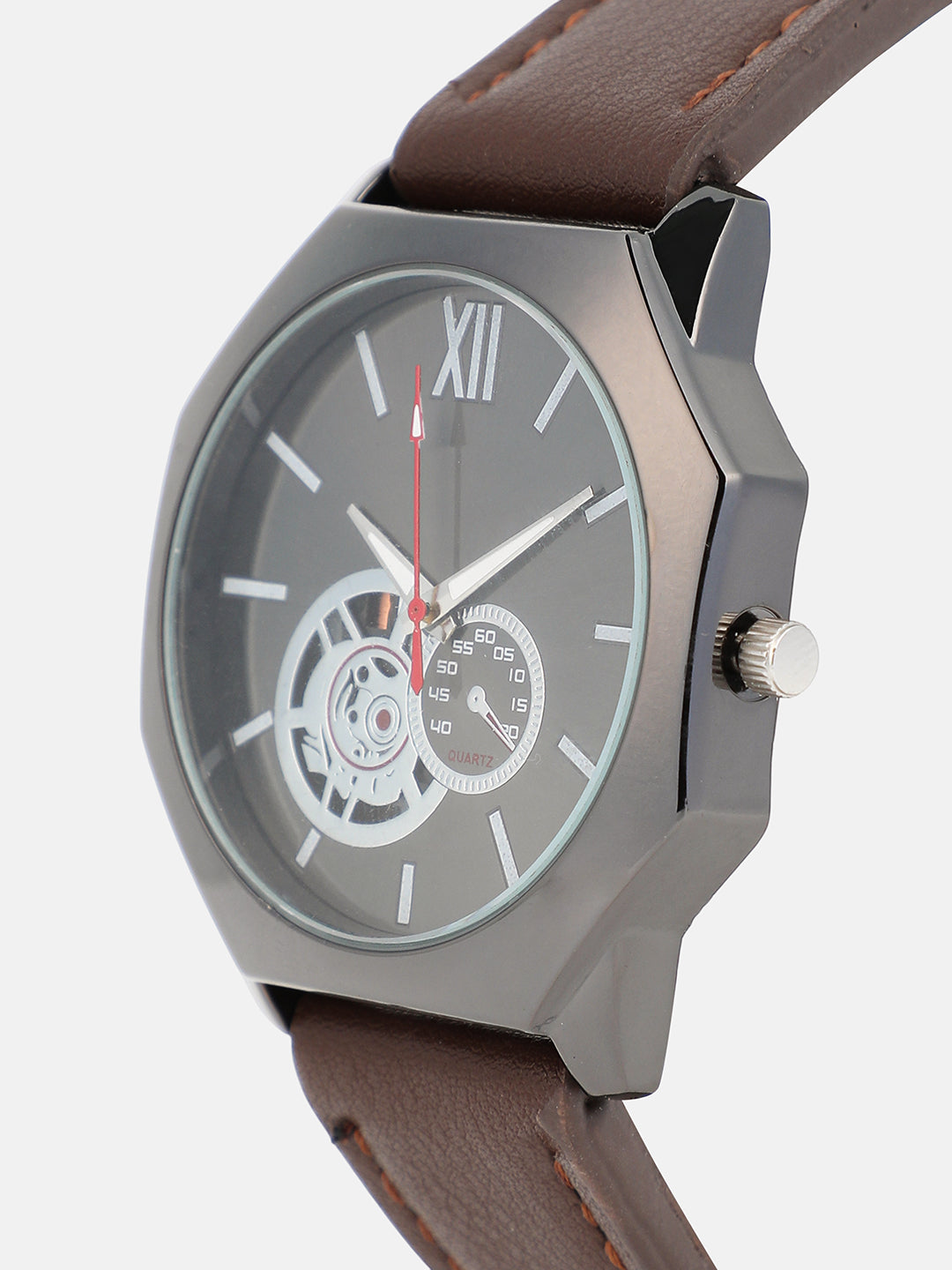 The Formula Leather Round Watch - Chocolate Brown