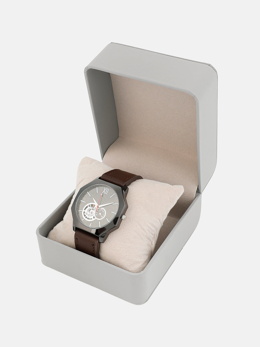 The Formula Leather Round Watch - Chocolate Brown