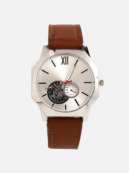 The Formula Leather Round Watch - Metallic Silver