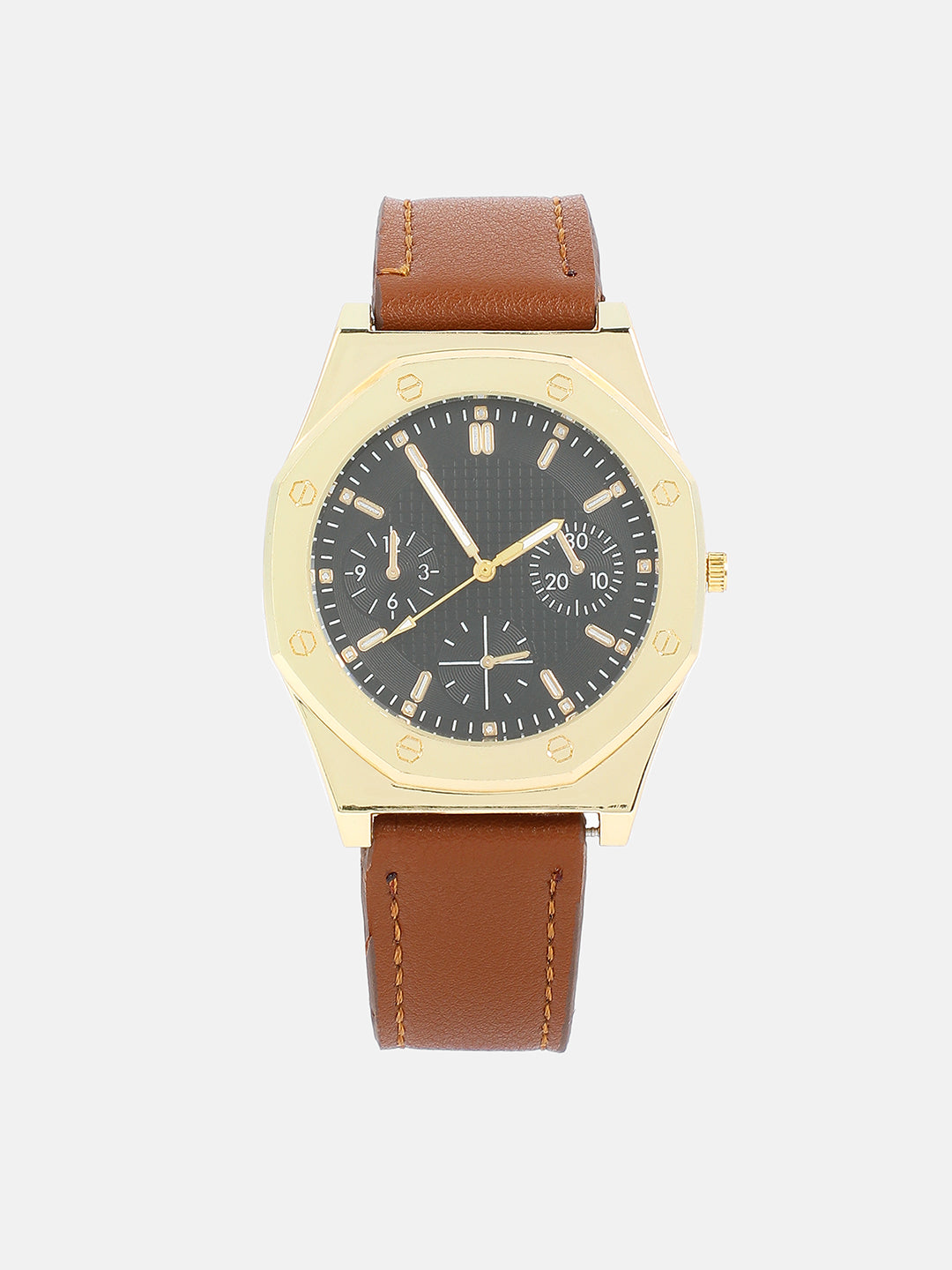 The Torque Compass Round Watch - Chocolate Brown