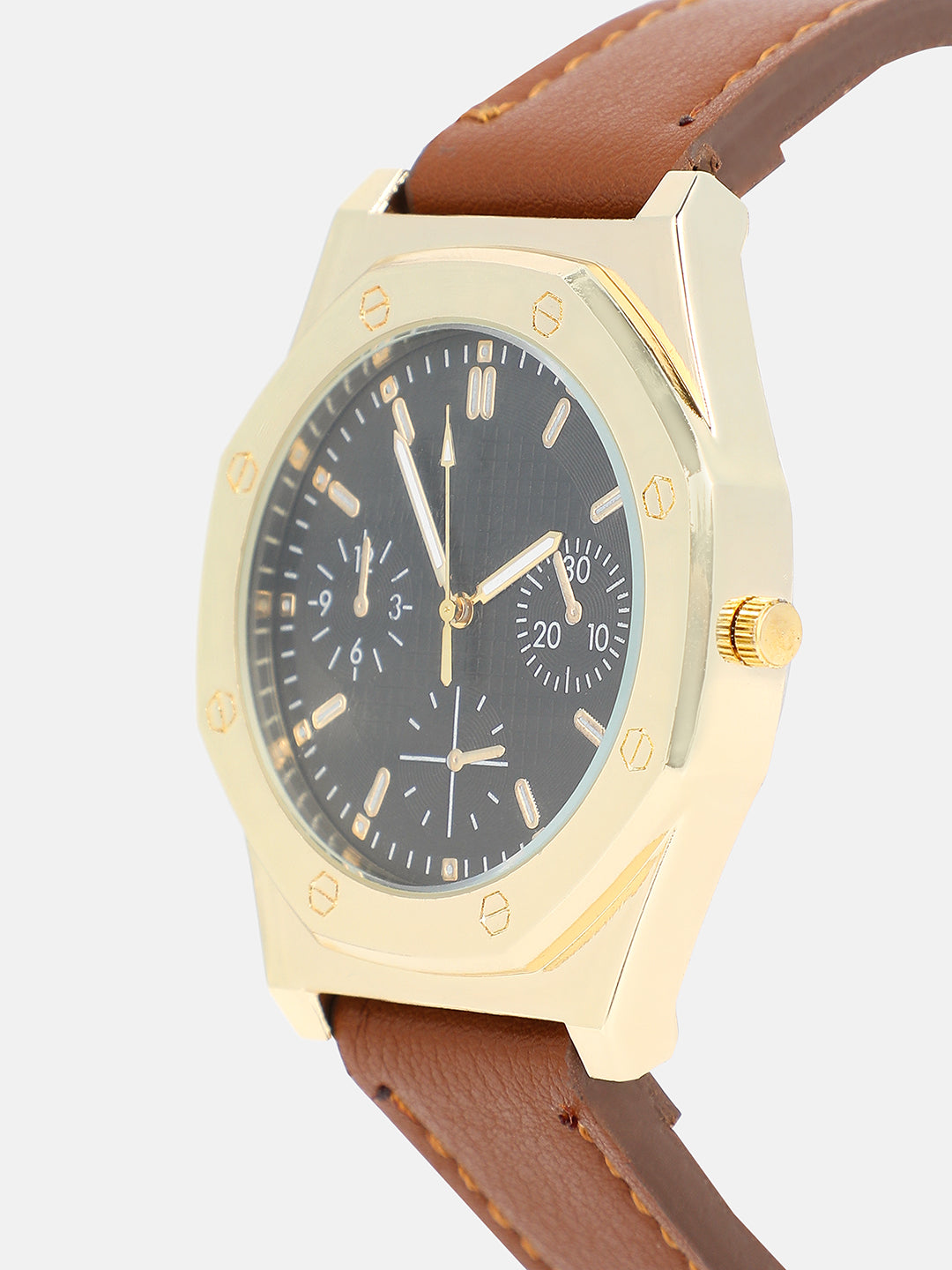 The Torque Compass Round Watch - Chocolate Brown