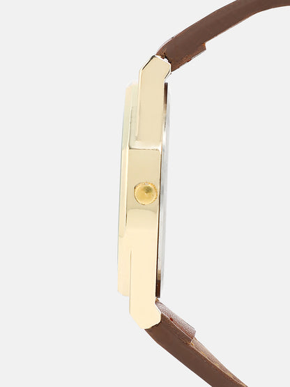 The Torque Compass Round Watch - Chocolate Brown