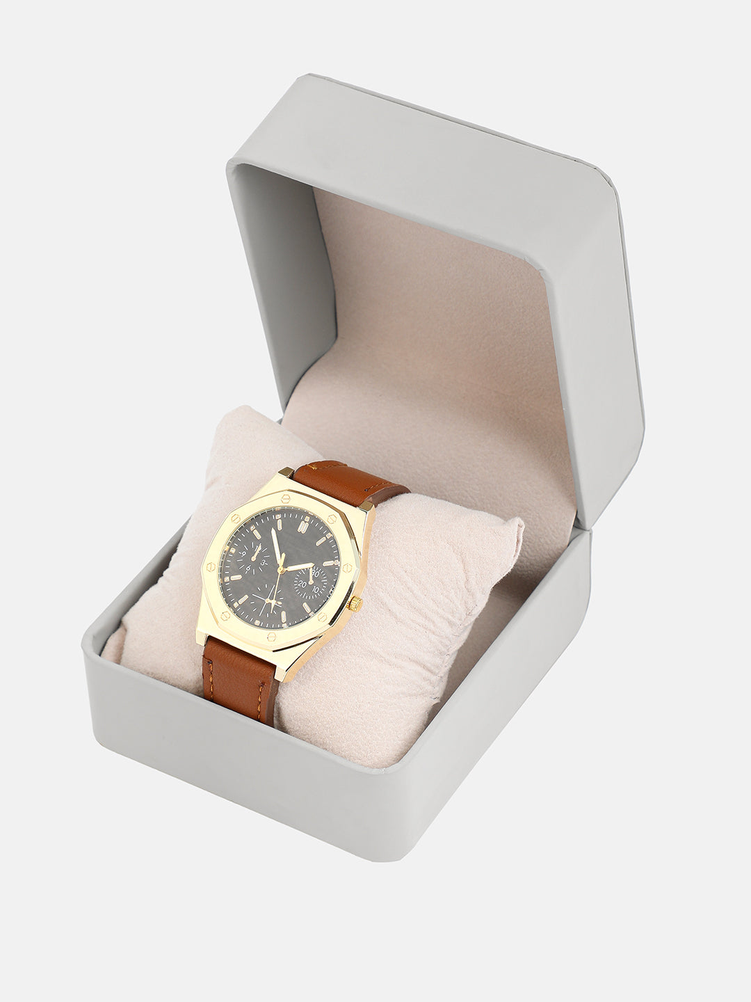 The Torque Compass Round Watch - Chocolate Brown