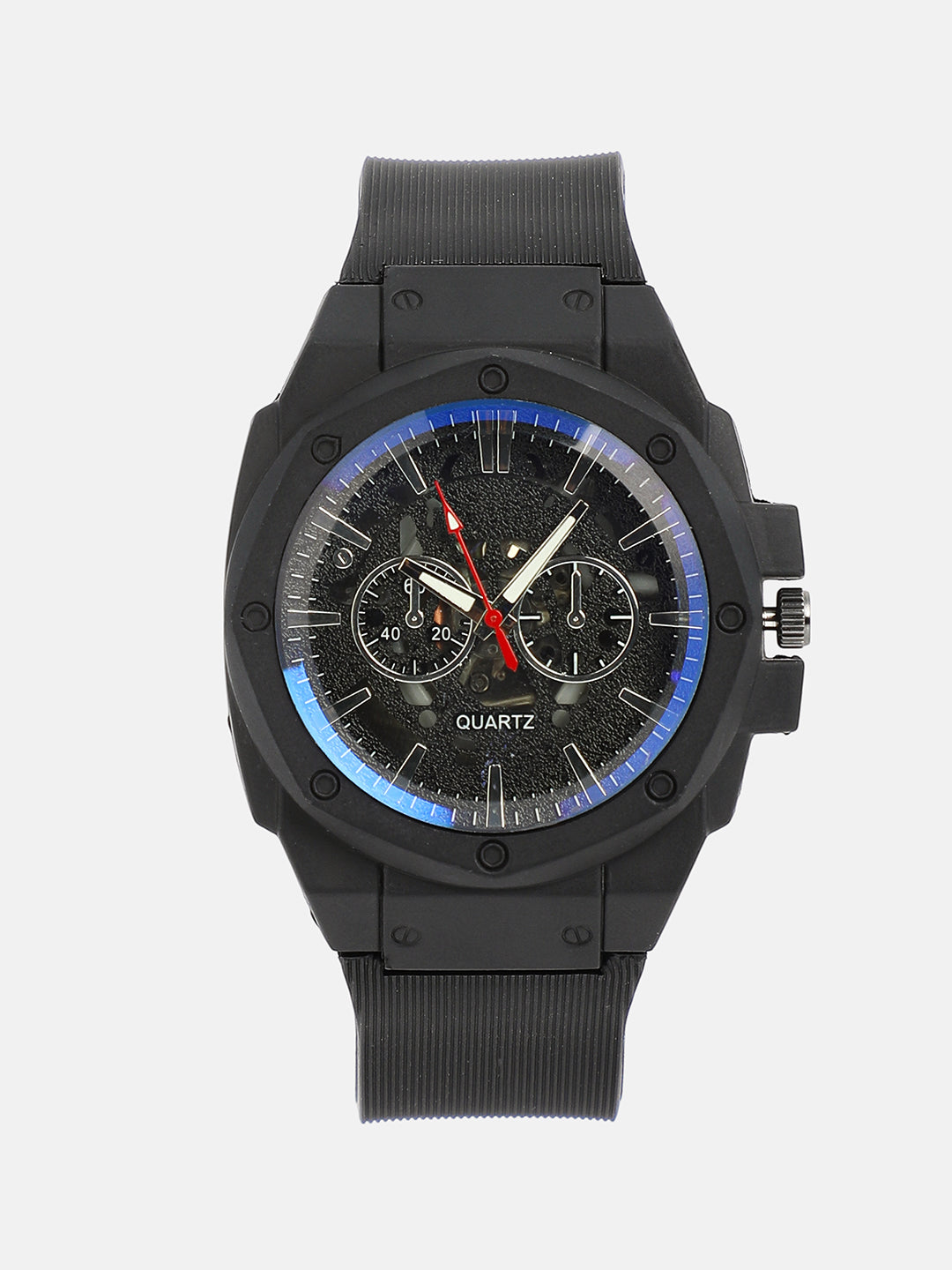 The Horizen Three-Dial Round Watch - Onyx Black