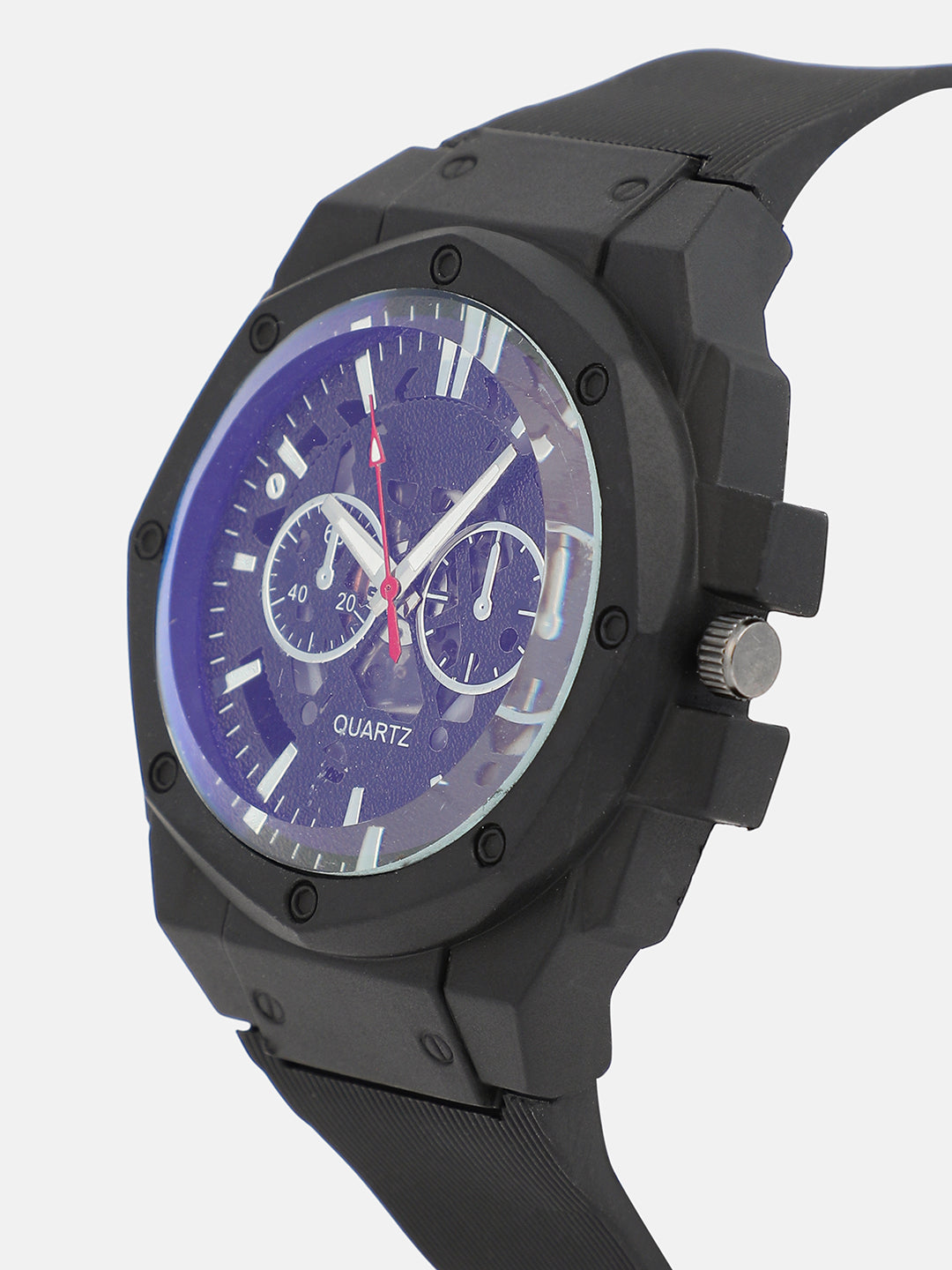 The Horizen Three-Dial Round Watch - Onyx Black