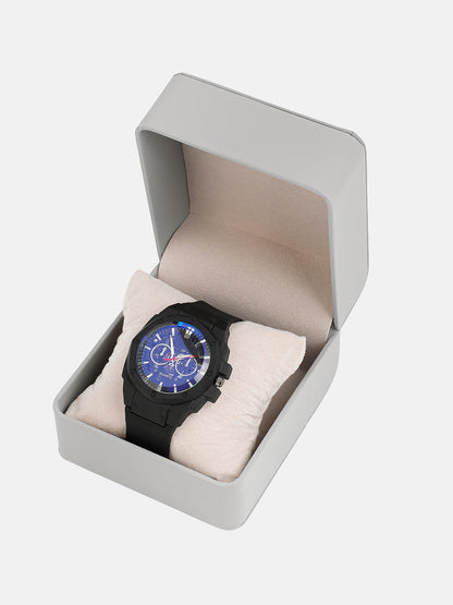 The Horizen Three-Dial Round Watch - Onyx Black