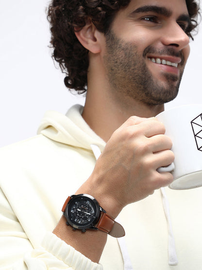 The Aventra Round Watch - Tan Brown