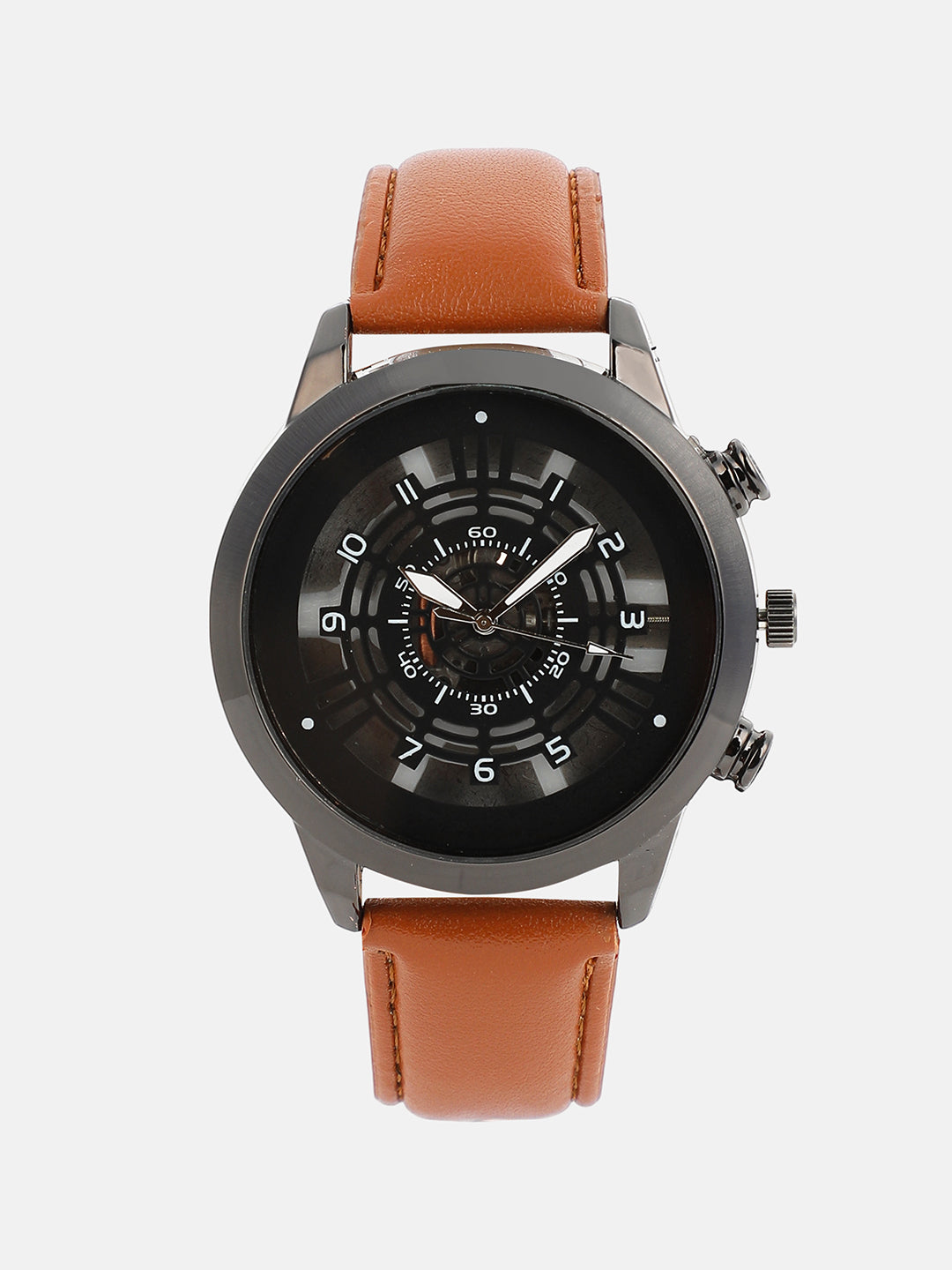 The Aventra Round Watch - Tan Brown