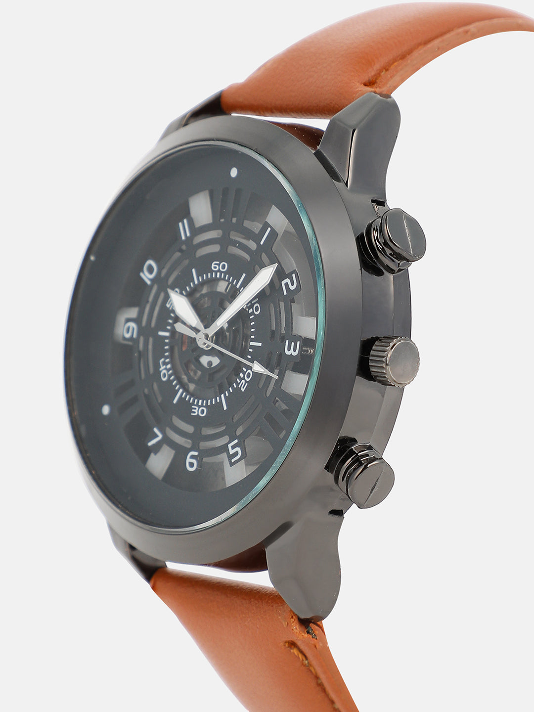 The Aventra Round Watch - Tan Brown