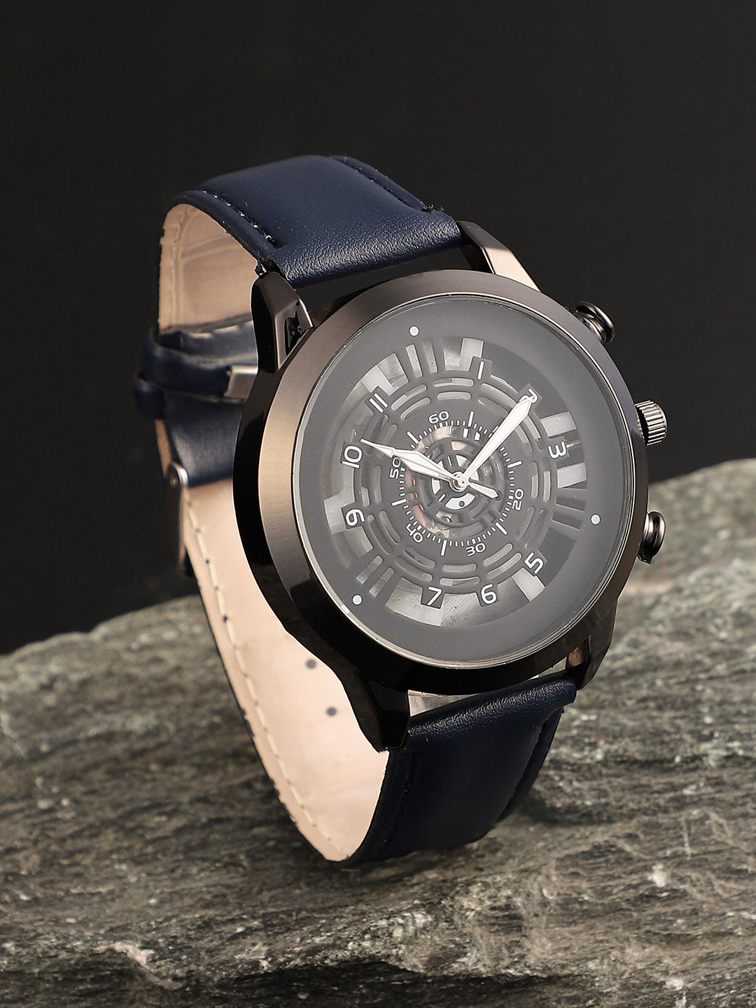 The Aventra Round Watch - Navy Blue
