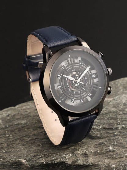 The Aventra Round Watch - Navy Blue