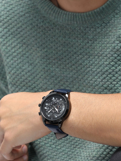 The Aventra Round Watch - Navy Blue