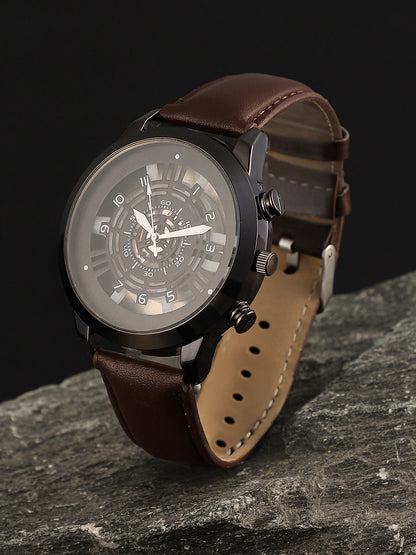 The Aventra Round Watch - Chocolate Brown