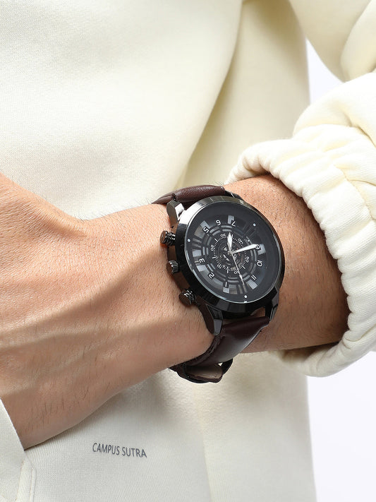 The Aventra Round Watch - Chocolate Brown