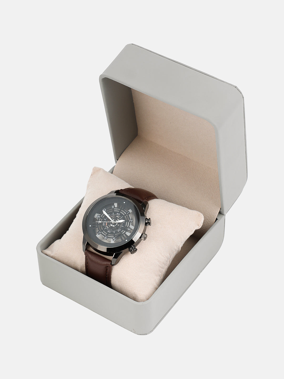 The Aventra Round Watch - Chocolate Brown