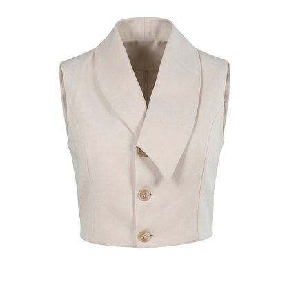 Women’s Beige Formal Waistcoat Top – Tailored Sleeveless Workwear Vest