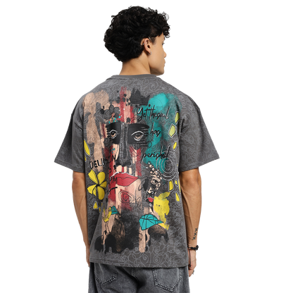 Soul Art Printed Grey T-Shirt