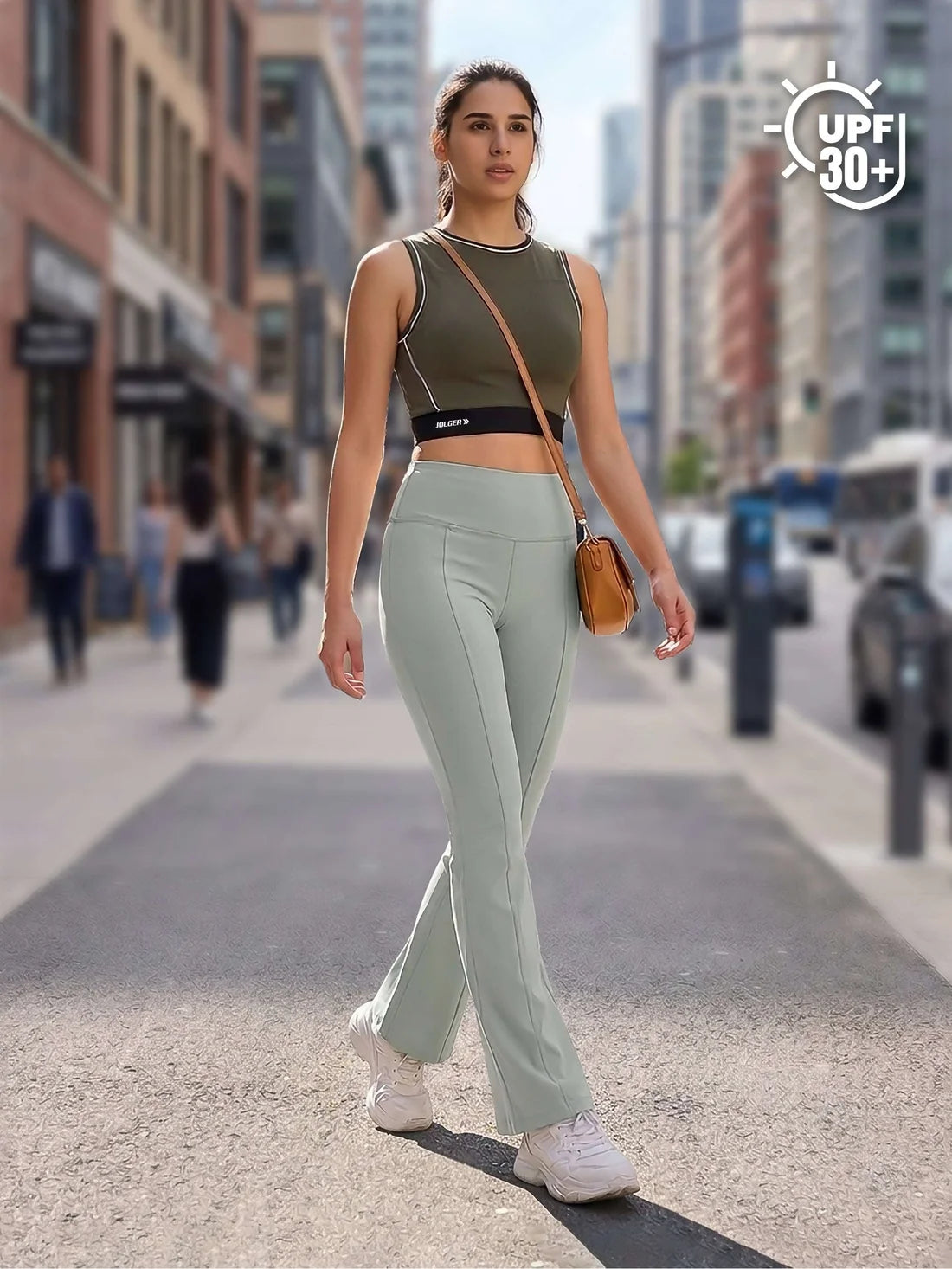 High Waist All Day Flare Pant Regular-Sage Green