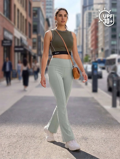 High Waist All Day Flare Pant Regular-Sage Green