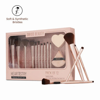 SWISS BEAUTY HEARTISTRY MAKEUP BRUSH SET - PACK OF 12