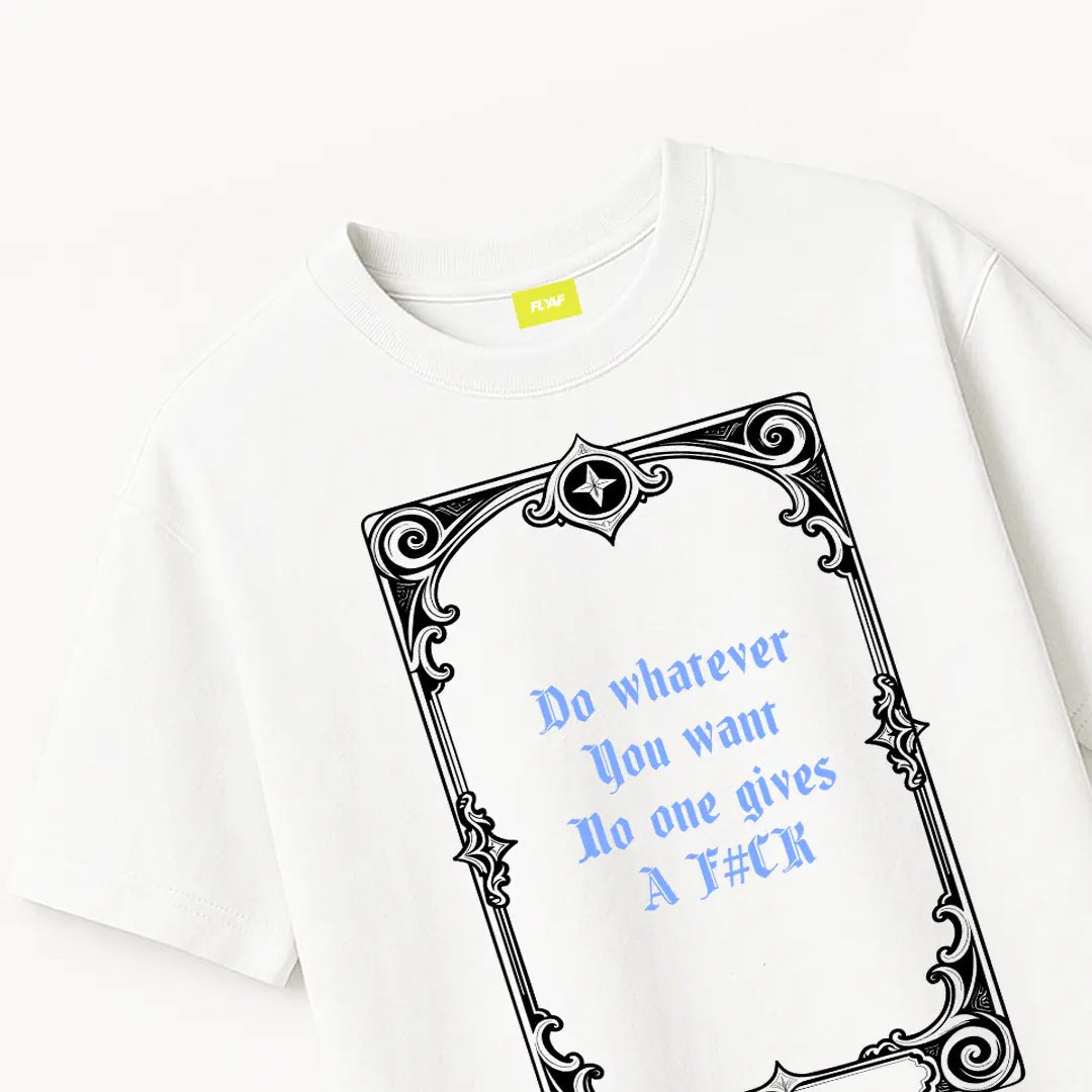 Rebel Heart Card Round Neck Printed White T-Shirt FLYAF