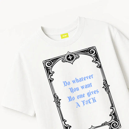 Rebel Heart Card Round Neck Printed White T-Shirt FLYAF