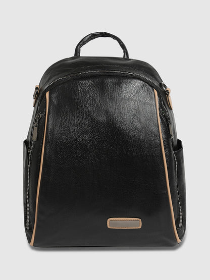 Contrast Piping Backpack - Midnight Black