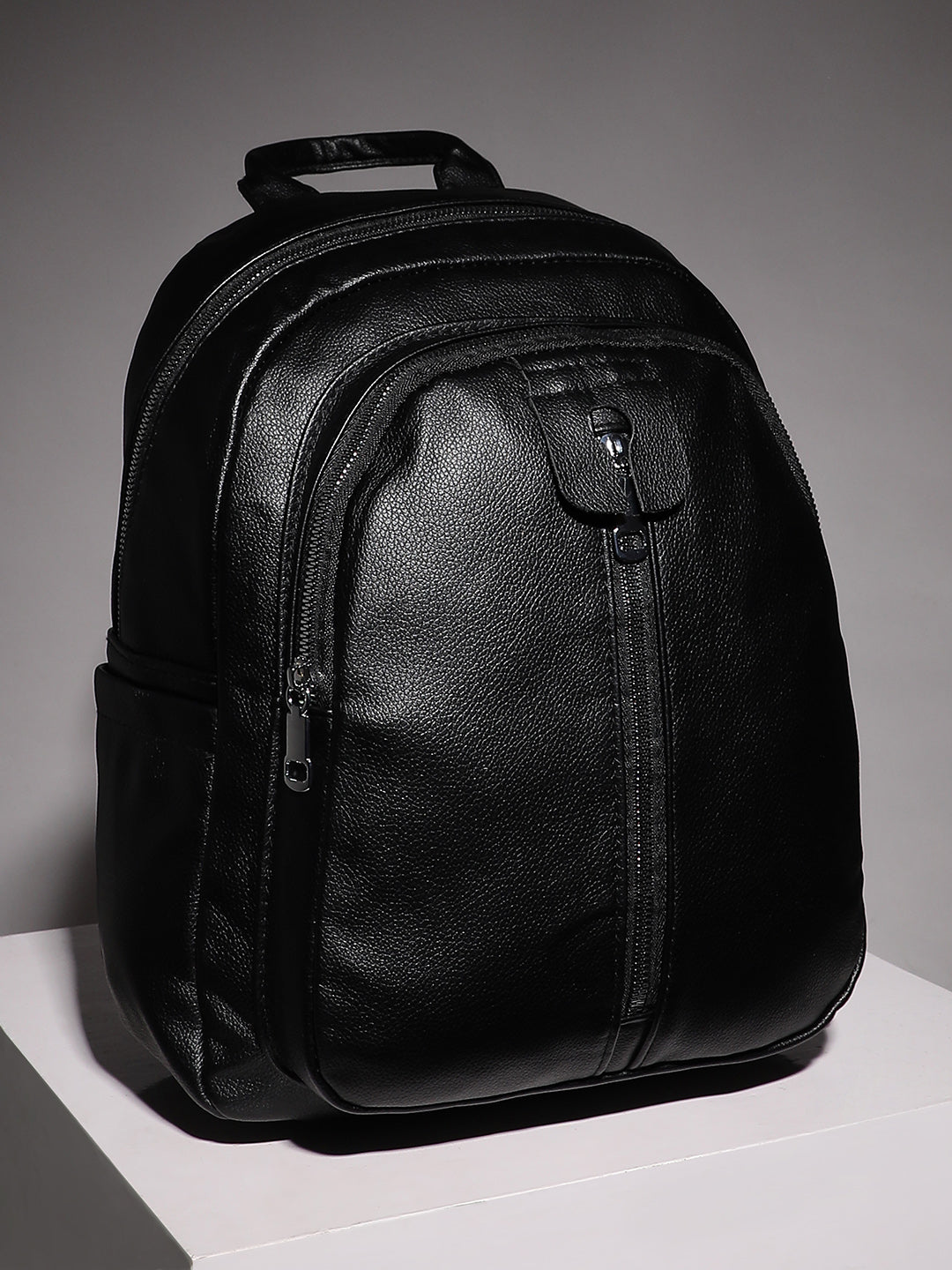 The Zip-Front Curve Mini Backpack - Midnight Black