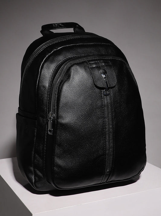 The Zip-Front Curve Mini Backpack - Midnight Black