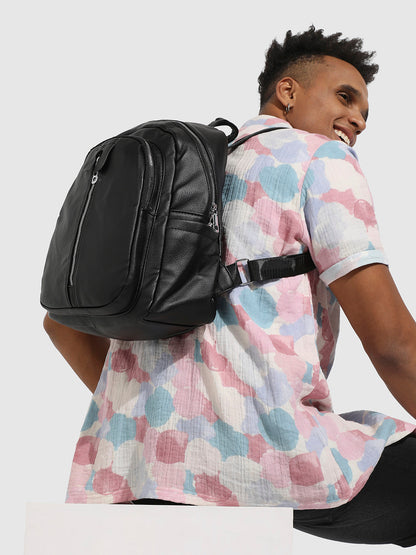 The Zip-Front Curve Mini Backpack - Midnight Black