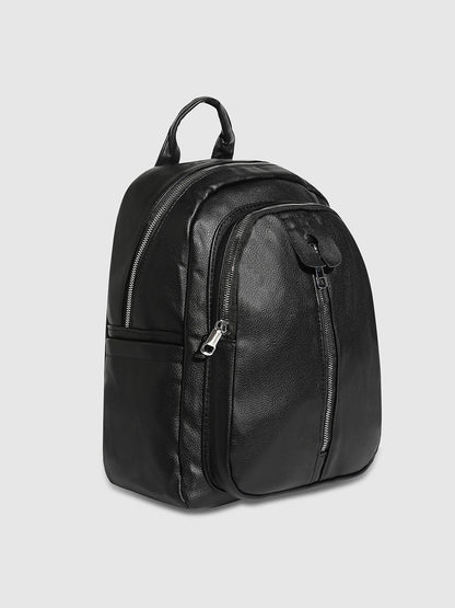 The Zip-Front Curve Mini Backpack - Midnight Black