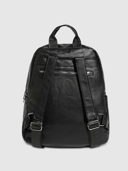 The Zip-Front Curve Mini Backpack - Midnight Black