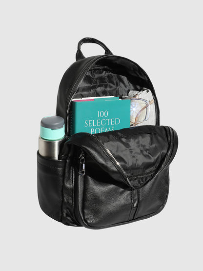 The Zip-Front Curve Mini Backpack - Midnight Black